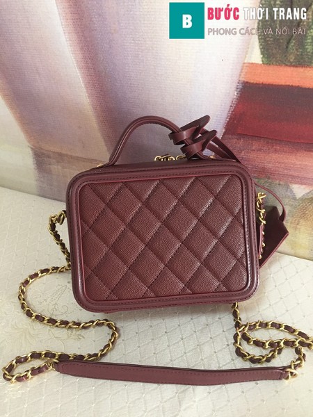 Túi xách Chanel Vanity case bag siêu cấp màu đỏ thẫm  size 17 cm - 93314