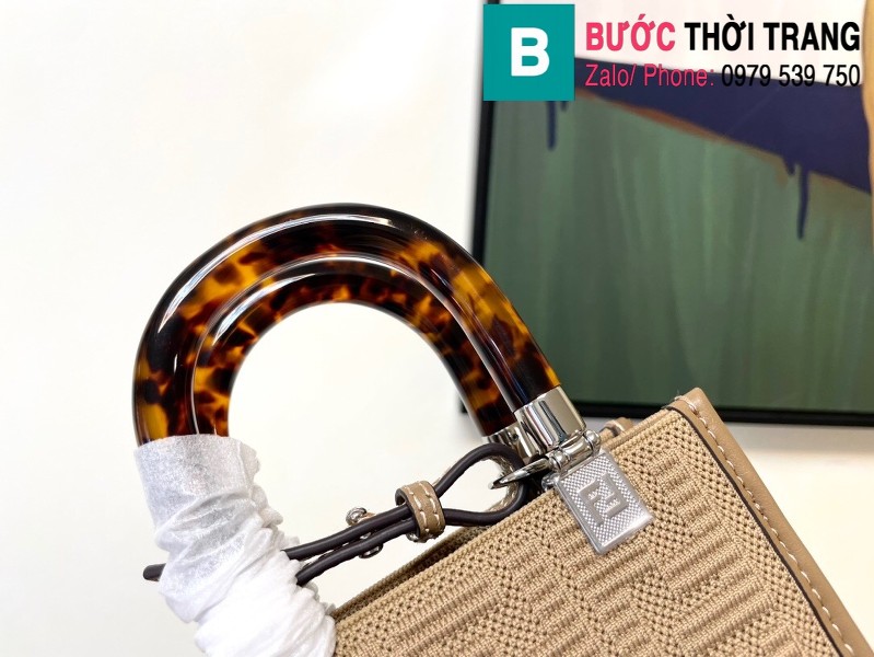 Túi xách Fendi tote mini siêu cấp da bê màu be size 18cm - 8376 