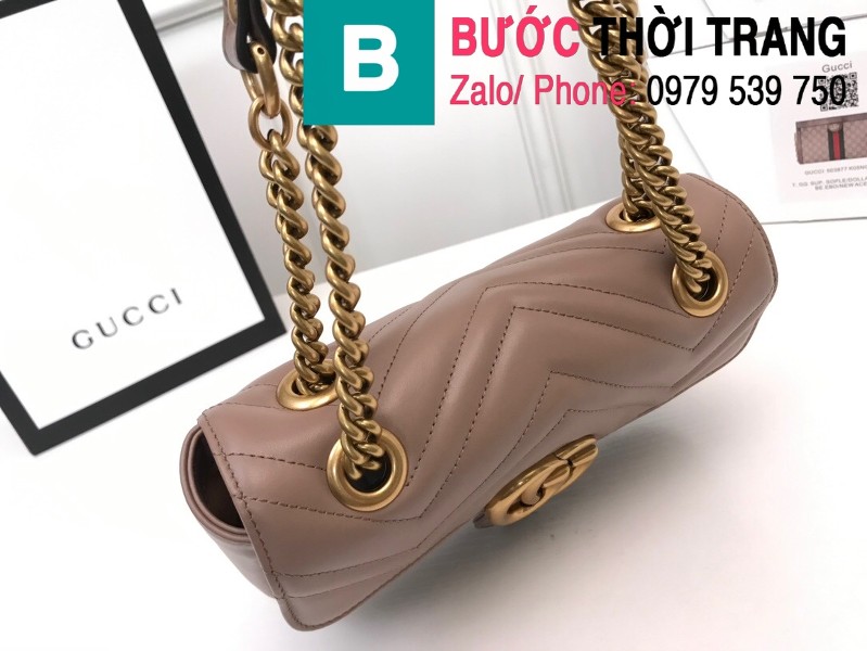 Túi xách Gucci Marmont matelasé mini bag siêu cấp màu nude size 22cm - 446744