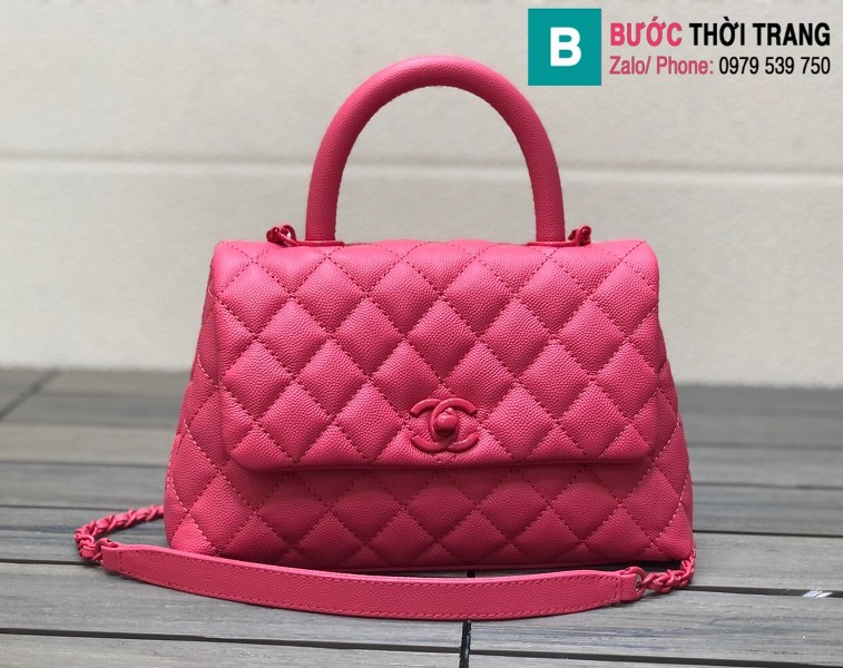 Túi xách Chanel Cocohandle Flap bag siêu cấp da bê màu hồng size 23cm - 92990