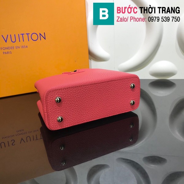 Túi xách Louis Vuitton Capucines Taurillon siêu cấp màu hồng size 21 cm - M56754