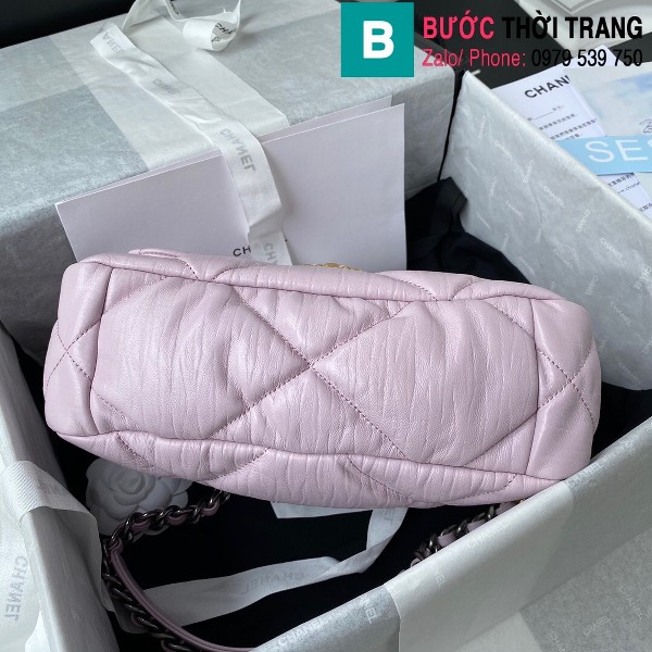 Túi xách Chanel 19 bag siêu cấp da cừu màu hồng size 26cm 