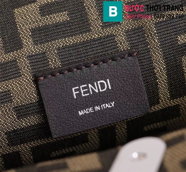 Túi xách Fendi Kan I Logo leather handbag siêu cấp da bê màu đen size 32.5cm