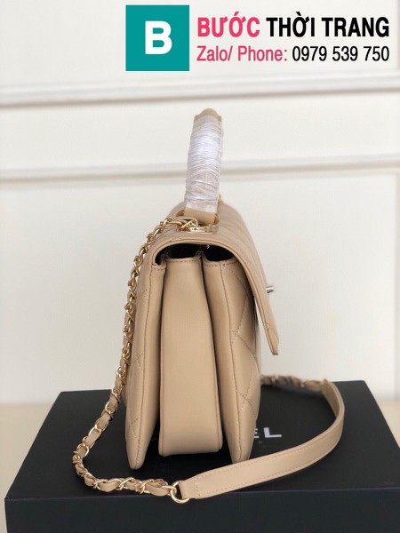 Túi xách Chanel Plap Bag With Top Handle siêu cấp da cừu màu nude size 25cm - 92236 