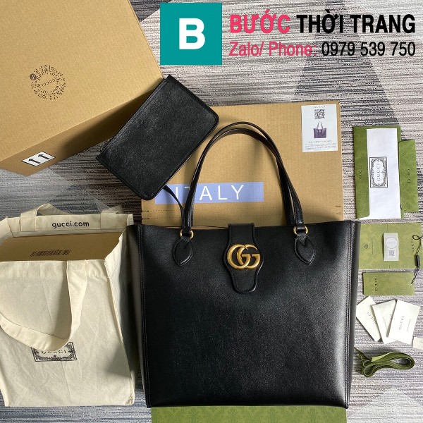 Túi xách Gucci Medium tote wich Double G siêu cấp màu đen size 35cm - 649577