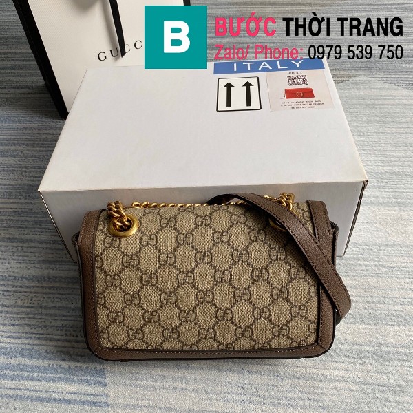 Túi xách Gucci Marmont matelasé mini bag siêu cấp viền nâu size 22cm - 446744
