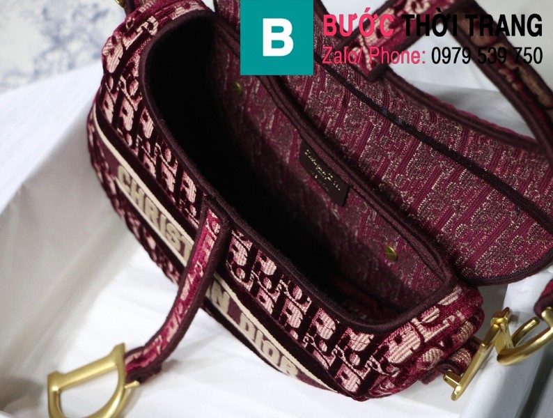Túi xách Dior Saddle Bag siêu cấp chất liệu vải casvan màu đỏ size 25.5cm