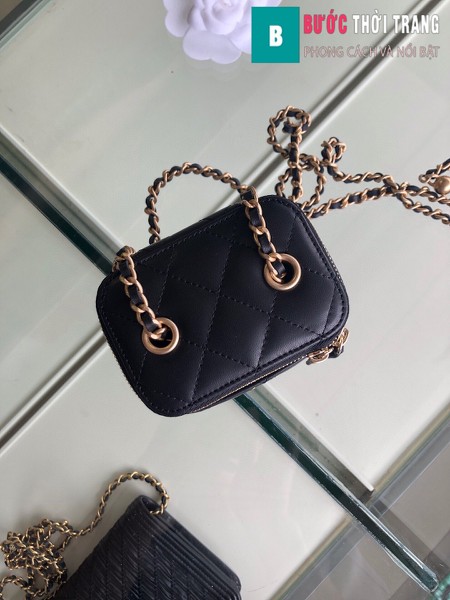 Túi xách Chanel Small vanity bag wich strap siêu cấp màu đen size 11 cm - AP1147y