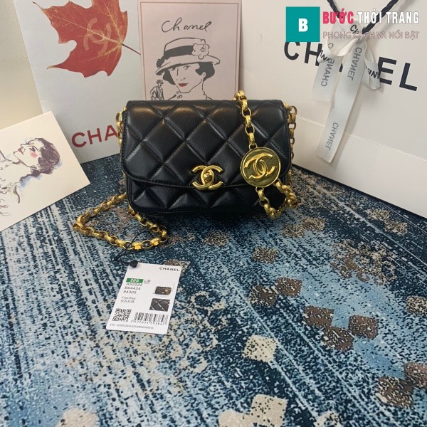 TÚi xách Chanel Small flap Bag siêu cấp màu đen size 17.5 cm - AS2189