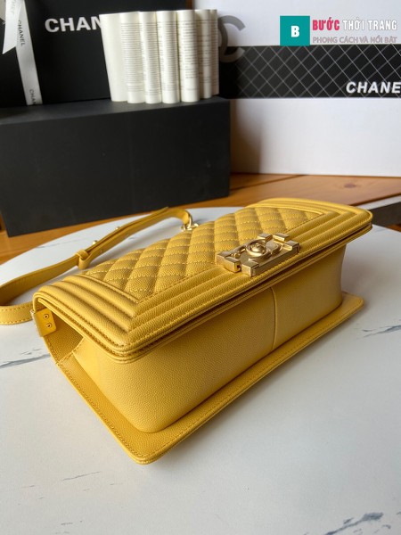 Túi xách Chanel boy siêu cấp màu vàng size 25 cm - A67086 