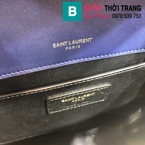 Túi xách YSL Saint Laurent Vicky bag siêu cấp da cừu non màu xanh size 20.5cm - 532612 