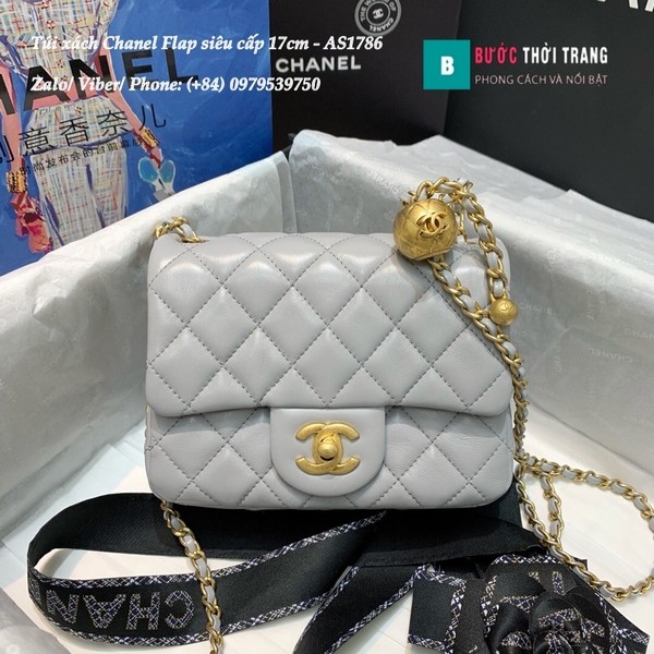 Túi Xách Chanel Flap Bag siêu cấp da cừu màu ghi size 17cm- AS1786