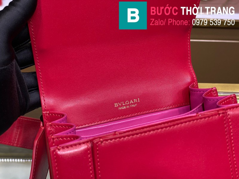 Túi BVLgari Seventi Porever Crossbody Bag siêu cấp da bê màu đỏ size 18cm 