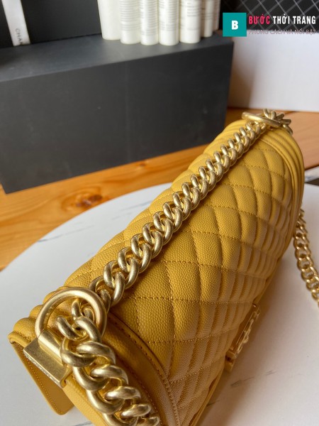 Túi xách Chanel boy siêu cấp màu vàng size 25 cm - A67086 