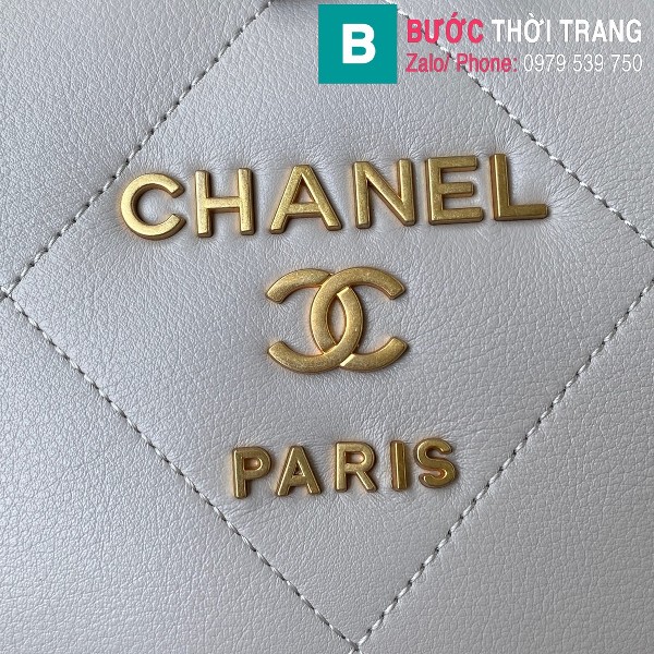 Túi xách Chanel bowling siêu cấp da bê cỡ nhỏ màu trắng size 22.3cm - AS2749 