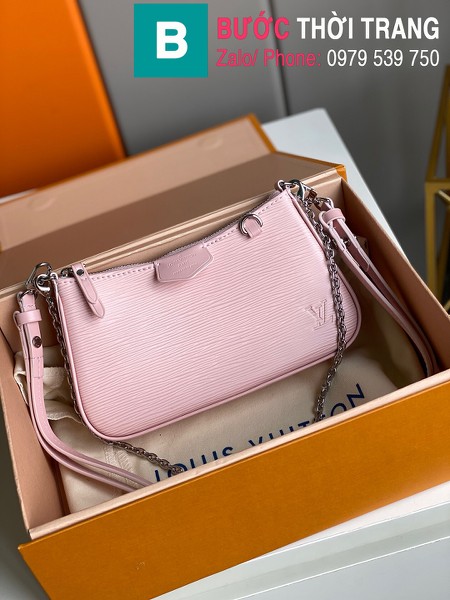 Túi LV Louis Vuitton Easy Pouch On Strap siêu cấp da bê màu hồng size 19cm - M80471