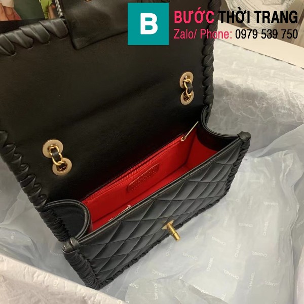 Túi đeo chéo Chanel siêu cấp mẫu mới da bê màu đen size 22cm - AS2496
