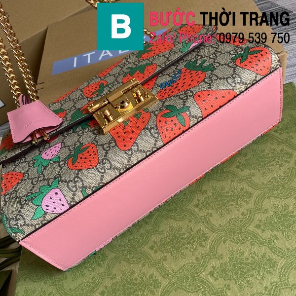 Túi xách Gucci Tian Padlock Shoulder bag siêu cấp màu be hồng size 30cm - 409486