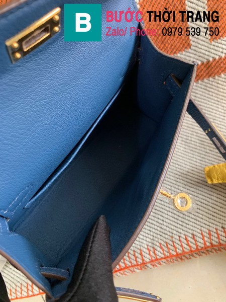 Túi xách Hermes Kelly mini siêu cấp da epsom màu xanh bích lợt size 19.5cm