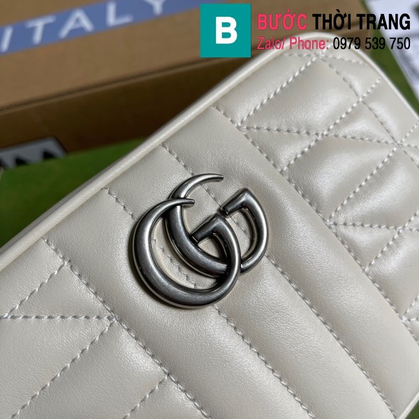 Túi xách Gucci Marmont Matelassé mini mẫu mới siêu cấp màu trắng size 18cm - 634936
