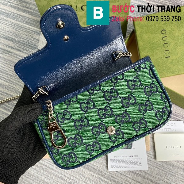 Túi xách Gucci Marmont mini siêu cấp cascan màu xanh chuối size 16.5cm - 476433