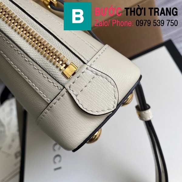 Túi xách Gucci Hosebit 1955 mini top handle bag siêu da bê màu trắng size 20cm - 640716