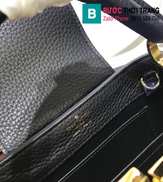 Túi xách Louis Vuitton Capucines Taurillon siêu cấp màu đen size 21 cm - M56845