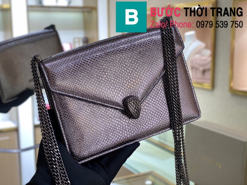 Túi xách BVLgari Seventi Multichain siêu cấp da Karung màu tím size 19cm
