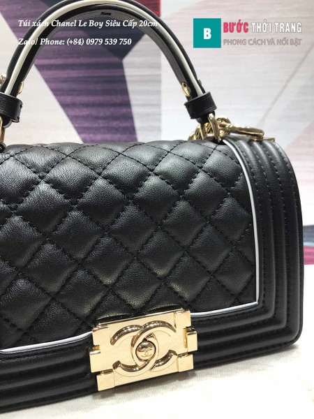 Túi Xách Chanel Boy siêu cấp có quai xách màu đen size 20cm - A67085