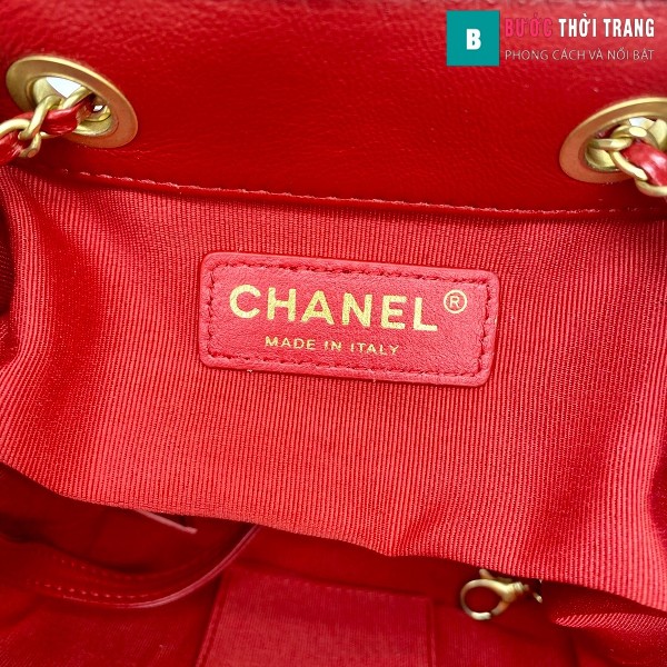 Túi xách Chanel Drawstring Bag siêu cấp màu đỏ ngà size 20 cm da cừu