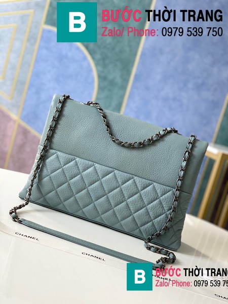Túi đeo chéo Chanel Bag siêu cấp da cừu màu xanh size 32cm - 7095 