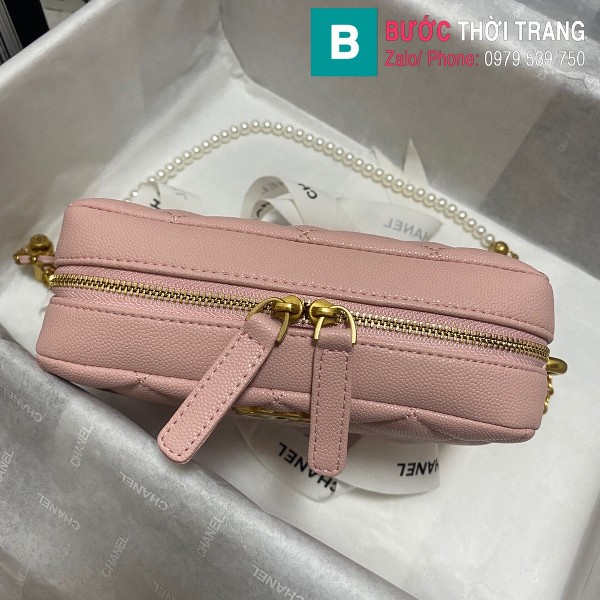Túi đeo chéo Chanel siêu cấp da bê màu hồng size 18cm - AS2854