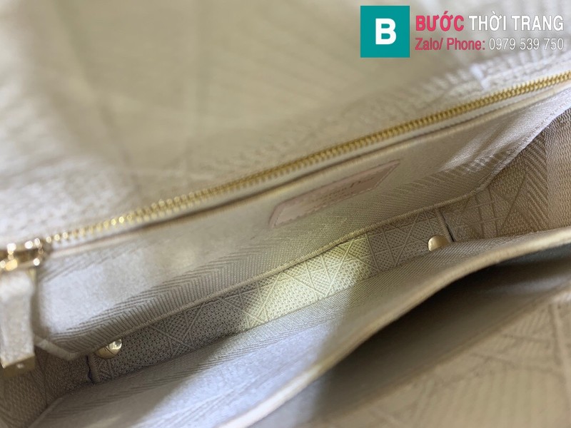 Túi xách Dior Lady vải siêu cấp màu trắng size 24cm