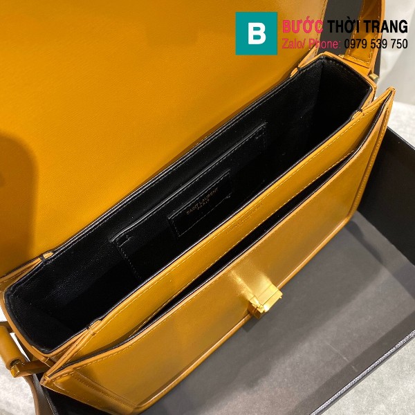 Túi xách YSL Solferino box Sant Laurent siêu cấp da bê màu vàng size 23cm - 634305