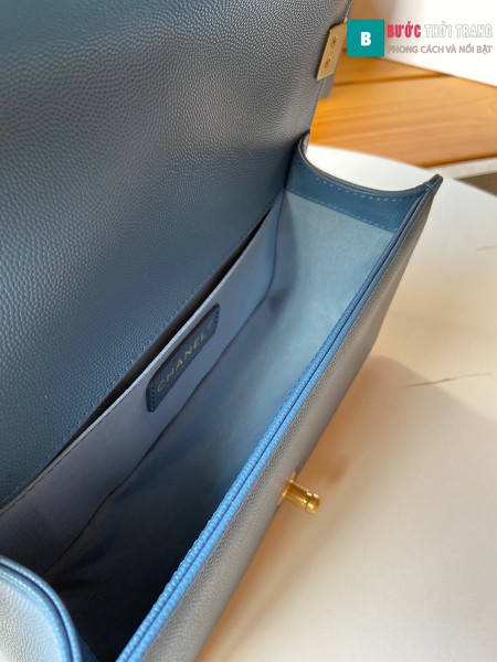 Túi xách Chanel boy siêu cấp màu xanh e size 25 cm - A67086