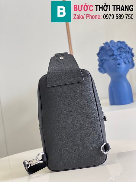 Túi xách Louis Vuitton Avenue Sling bag siêu cấp da bò Taiga màu đen size 20cm - M30443