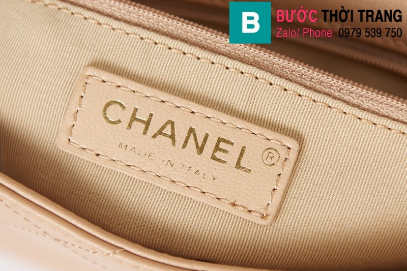 Túi xách Chanel Classic Handbag siêu cấp da bê màu nude size 24cm - AS2842