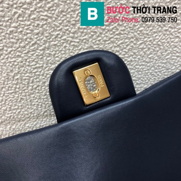 Túi xách Chanel Classic Flap Bag 1116 siêu cấp da bê màu xanh đen size 20 cm