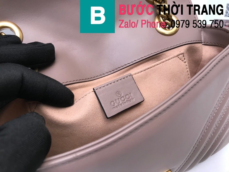 Túi xách Gucci Marmont matelasé mini bag siêu cấp màu nude size 22cm - 446744