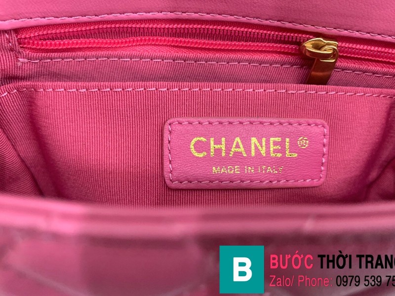 Túi đeo chéo Chanel Flap Bag siêu cấp da cừu màu hồng size 18cm AS2379