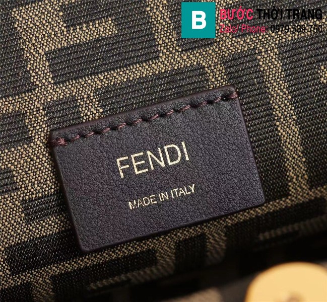 Túi xách Fendi Kan I Logo leather handbag siêu cấp da bê màu nude size 32.5cm