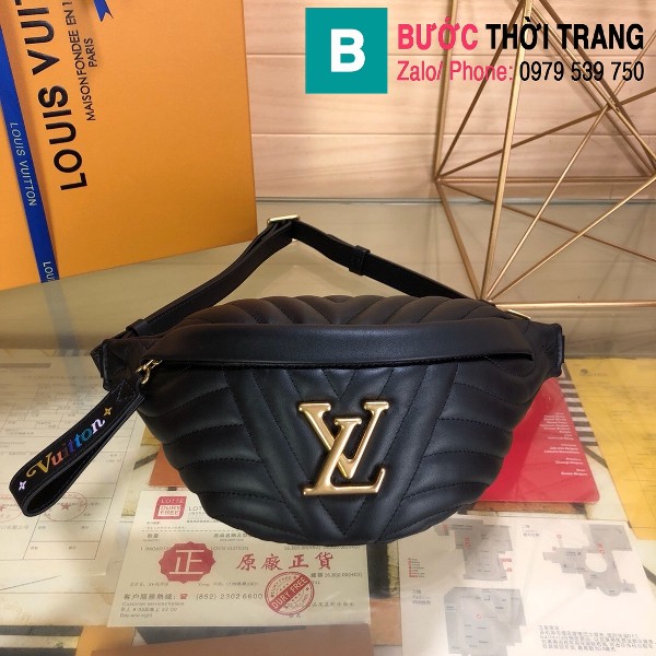 Túi Louis Vuitton New Wave Bumbag siêu cấp da bê màu đen size 22.5 cm - M53750