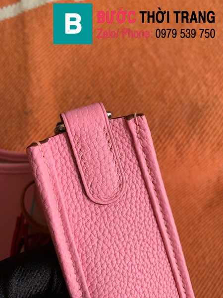 Túi xách Hermes Evelyne mini bag siêu cấp da togo màu hồng size 17cm