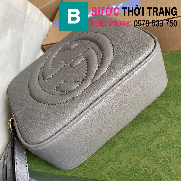 Túi xách Gucci Soho Small Leather Disco bag siêu cấp da bê màu xám size 22cm - 308364