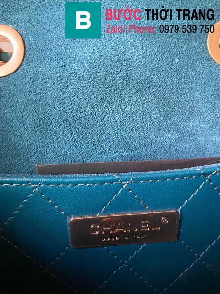 Túi xách Chanel Flap Bag with Coin Purse siêu cấp da bê màu xanh size 20.5cm - AS1094