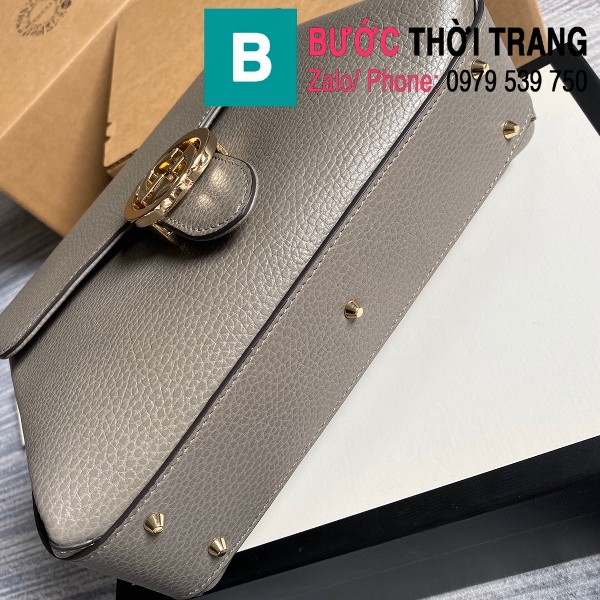 Túi xách Gucci Interlocking Leather Chain Crossbody Bag siêu cấp màu xám size 25cm - 510302