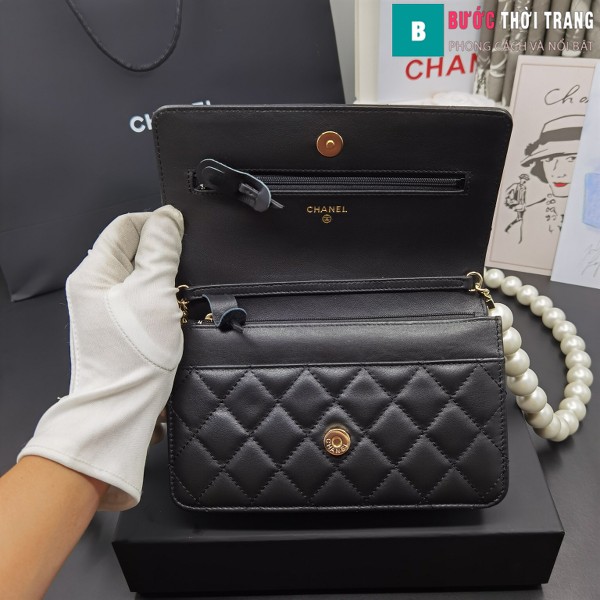 Túi Xách Chanel Classic Wallet On Chain siêu cấp da cừu màu đen 19cm - 81028