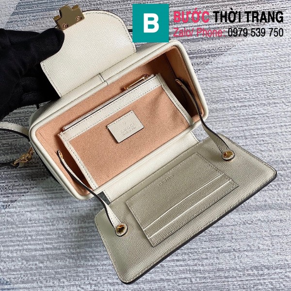 Túi xách Gucci GG mini bag with clasp closure siêu cấp viền trắng size 18 cm - 614368