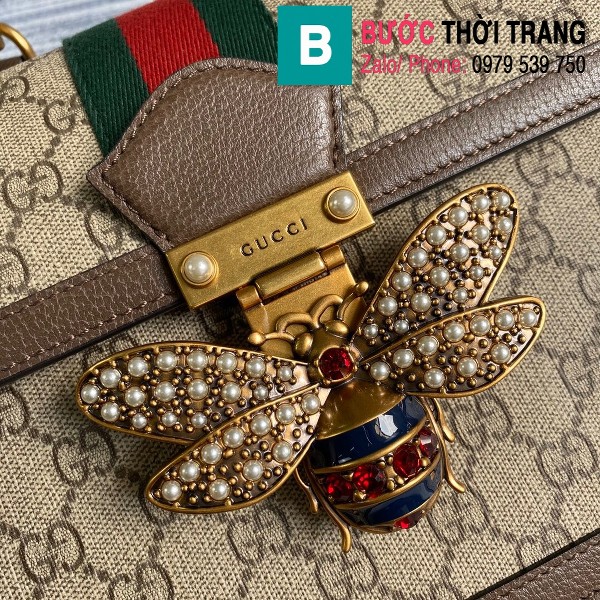 Túi Gucci Queen Mragaret GG Top Handle Satchel siêu cấp viền nâu size 25.5 cm - 476541