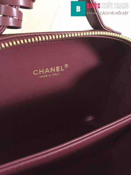 Túi xách Chanel Vanity case bag siêu cấp màu đỏ thẫm  size 17 cm - 93314